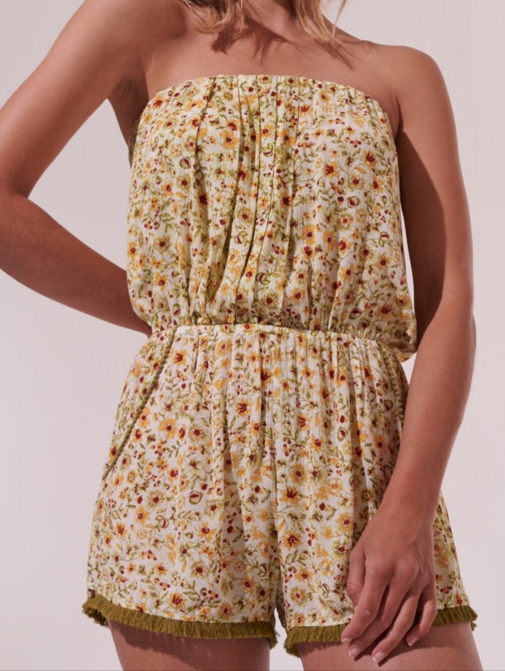 NWT Poupette St Barth Ambra Green Magnolia Short Jumpsuit Size M Retail 280$